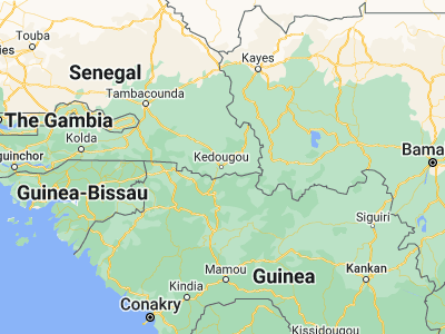 Map showing location of Kédougou (12.5579, -12.1743)