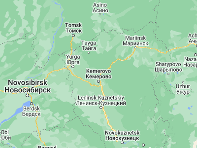 Map showing location of Kedrovka (55.53333, 86.05)