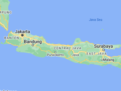 Map showing location of Kedungwuni (-6.97038, 109.64794)