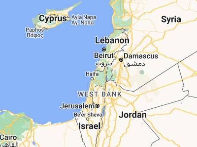Map showing location of Kefar Weradim (32.99385, 35.27793)