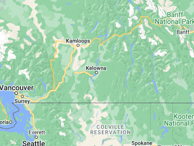 Map showing location of Kelowna (49.88307, -119.48568)
