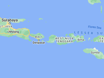 Map showing location of Kembangkerang Satu (-8.5972, 116.2981)