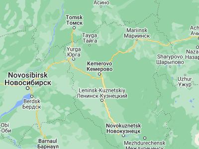 Map showing location of Kemerovo (55.33333, 86.08333)
