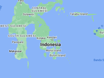 Map showing location of Kendari (-3.945, 122.49889)