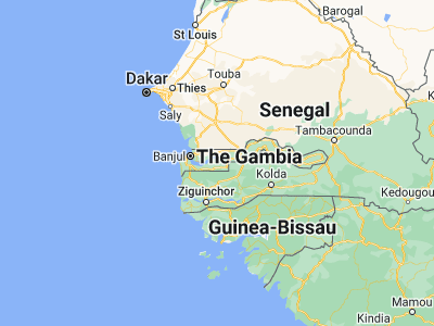 Map showing location of Keneba (13.32889, -16.015)