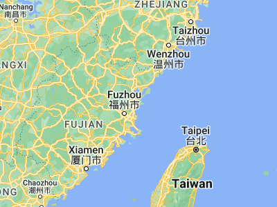 Map showing location of Kengyuan (26.34028, 119.76778)