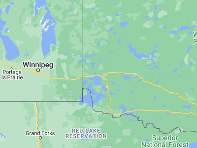 Map showing location of Kenora (49.81671, -94.43373)