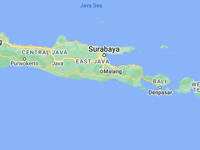 Map showing location of Kepanjen (-8.1303, 112.5727)