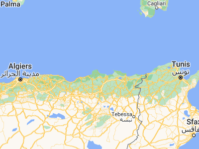Map showing location of Kerkera (36.92917, 6.58556)