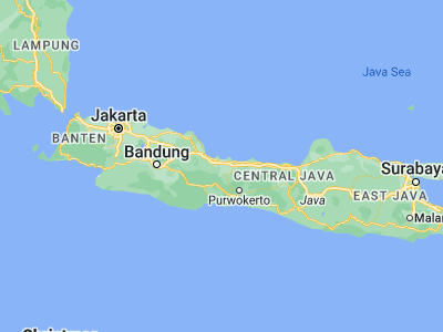 Map showing location of Ketanggungan (-6.9383, 108.891)