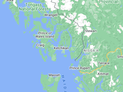 Map showing location of Ketchikan (55.34222, -131.64611)