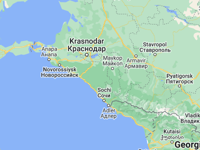 Map showing location of Khadyzhensk (44.4258, 39.5362)