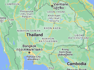 Map showing location of Kham Sakae Saeng (15.33221, 102.17278)