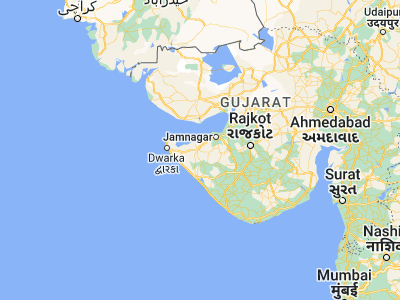 Map showing location of Khambhāliya (22.20722, 69.66833)