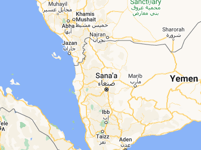 Map showing location of Khamir (15.98792, 43.95362)