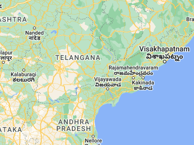 Map showing location of Khammam (17.25, 80.15)
