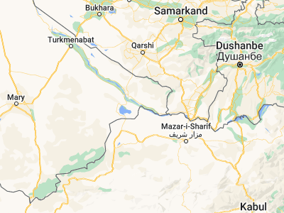 Map showing location of Khamyāb (37.5275, 65.75833)