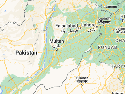 Map showing location of Khānewāl (30.3, 71.93333)