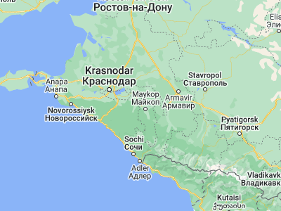 Map showing location of Khanskaya (44.67702, 39.9616)