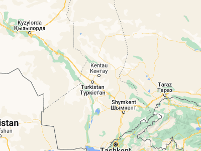 Map showing location of Khantaghy (43.52639, 68.5775)