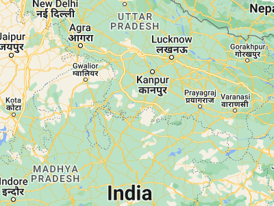 Map showing location of Kharelā (25.54214, 79.81296)