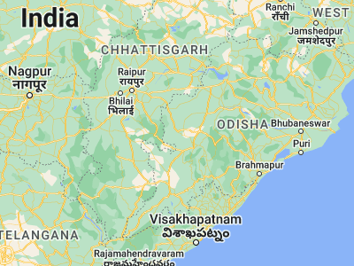 Map showing location of Kharhiāl (20.28333, 82.76667)