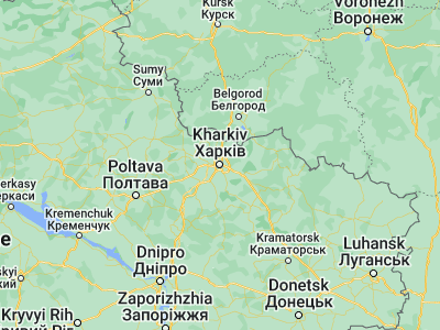 Map showing location of Kharkiv (49.98081, 36.25272)