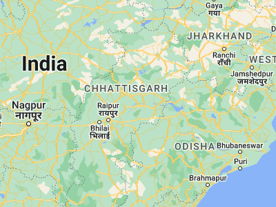 Map showing location of Kharod (21.75, 82.56667)