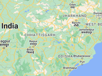 Map showing location of Kharsia (21.96667, 83.11667)