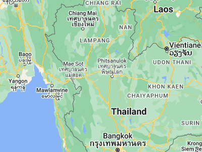 Map showing location of Khiri Mat (16.83333, 99.8)