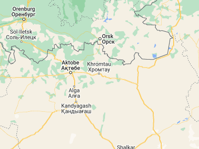 Map showing location of Khromtau (50.25117, 58.44003)