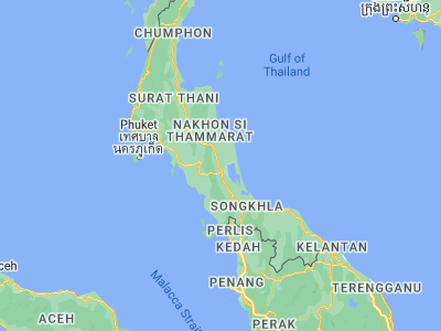 Map showing location of Khuan Khanun (7.7347, 100.00931)