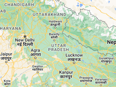 Map showing location of Khudāganj (28.14694, 79.7139)