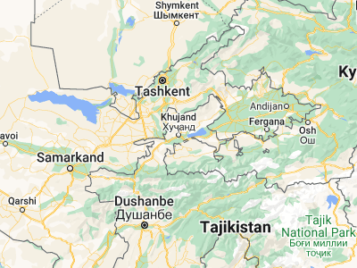 Map showing location of Khŭjand (40.28256, 69.62216)