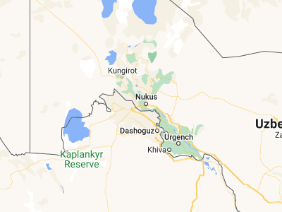 Map showing location of Khŭjayli (42.40043, 59.46005)