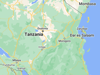 Map showing location of Kibakwe (-6.71667, 36.36667)
