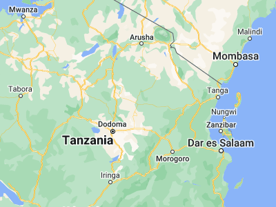 Map showing location of Kibaya (-5.3, 36.56667)