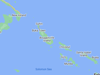Map showing location of Kieta (-6.21667, 155.63333)