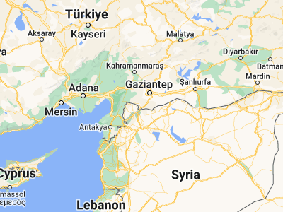 Map showing location of Kilis (36.71611, 37.115)