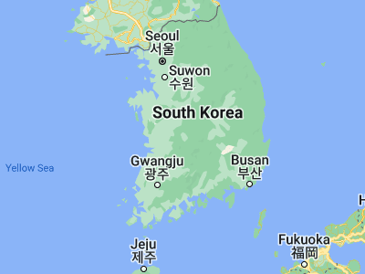 Map showing location of Kinzan (36.10306, 127.48889)