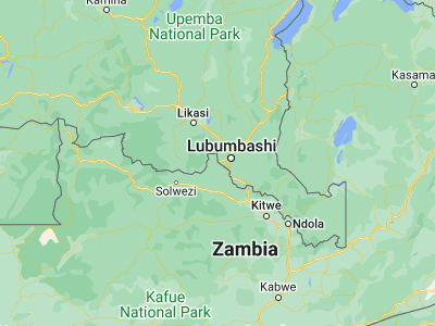 Map showing location of Kipushi (-11.76667, 27.23333)