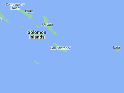 Map showing location of Kirakira (-10.45442, 161.92045)