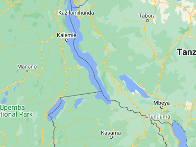Map showing location of Kirando (-7.41667, 30.6)