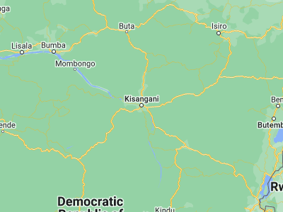 Map showing location of Kisangani (0.51528, 25.19099)