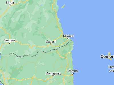 Map showing location of Kitangari (-10.65, 39.33333)