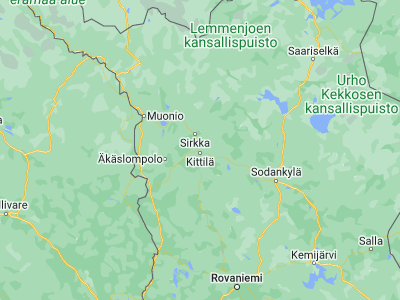 Map showing location of Kittilä (67.66667, 24.9)