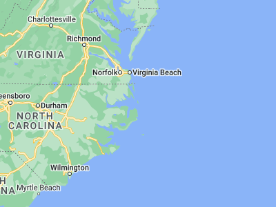 Map showing location of Kitty Hawk (36.06461, -75.70573)