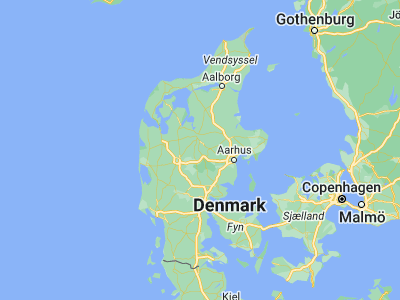 Map showing location of Kjellerup (56.28581, 9.43528)