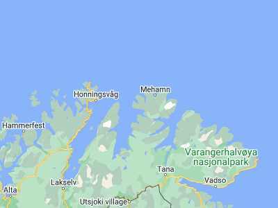 Map showing location of Kjøllefjord (70.94574, 27.3465)