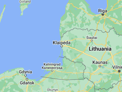 Map showing location of Klaipėda (55.71722, 21.1175)